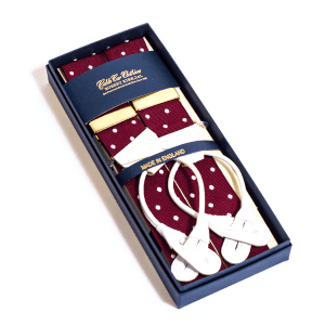 Covered End Braces – Wine/Polka Dot by Albert Thurston for Cable Car Clothiers