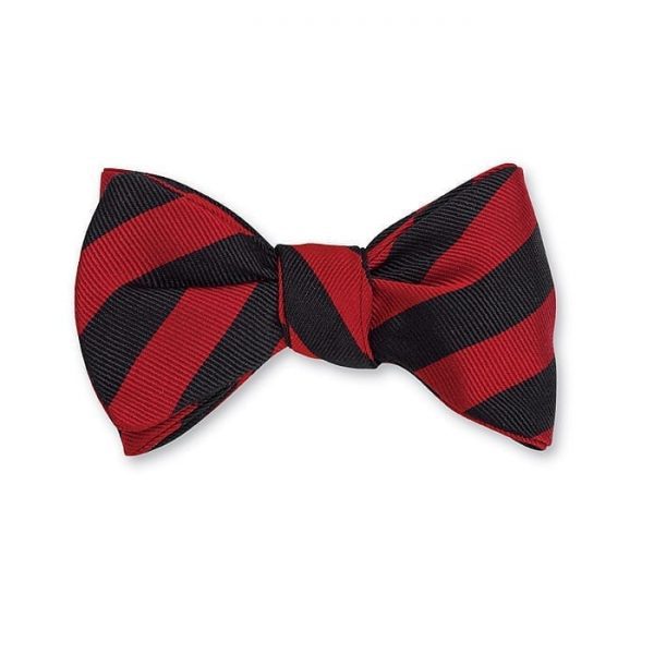 Bar Stripes Bow Tie – Black/Scarlet