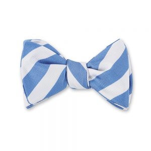 Bar Stripes Bow Tie – White/Carolina Blue