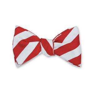 Bar Stripes Bow Tie – White/Scarlet