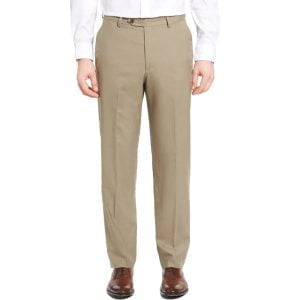 Tropical Wool Trouser - Flat Front by Berle. (tan)