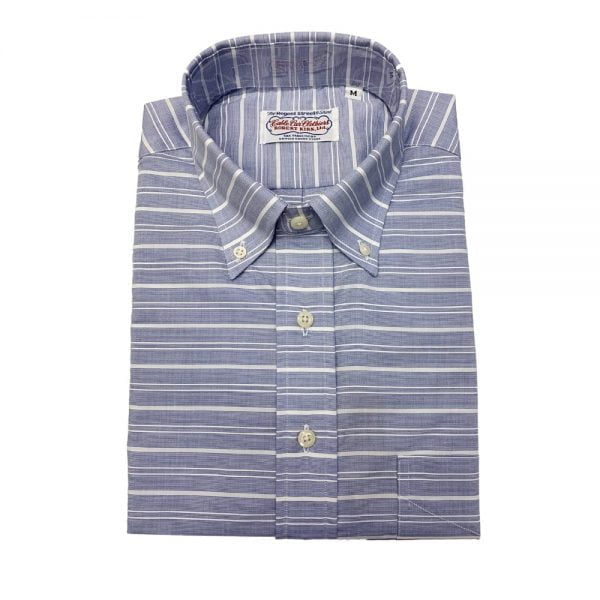 Gitman Popover Shirt Blue Horizontal Stripe