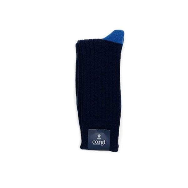 Cashmere Contrast Socks Navy Corgi