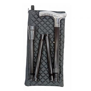 Chrome Embossed Folding Crutch With Wallet by Classic Canes