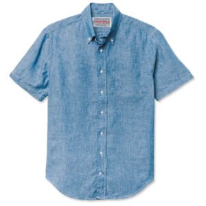 Short Sleeve Linen Shirt - Blue by Gitman for Cable Car Clothiers