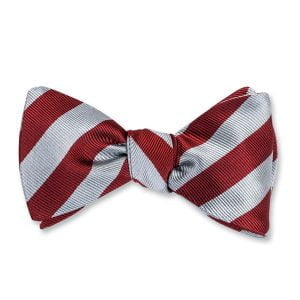 Bar Stripe Bow Tie - Garnet/Gray