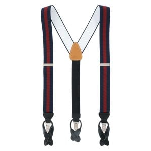 Oliver Convertible Braces by Trafalgar Navy/Burgundy