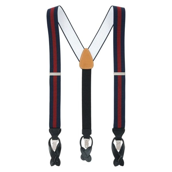 Oliver Convertible Braces by Trafalgar Navy/Burgundy