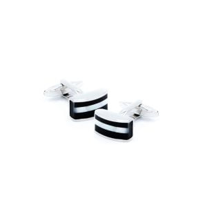 Mother of Pearl & Onyx Stripe Cufflink from Cable Car Clothiers.