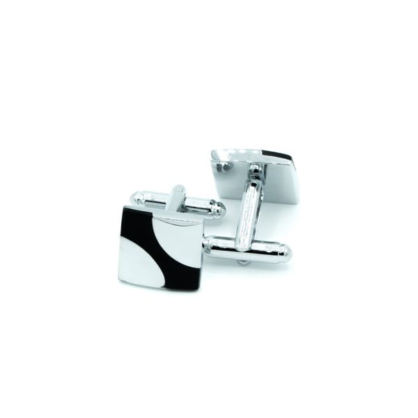 Black/Silver Modern Cufflinks from Cable Car Clothiers.