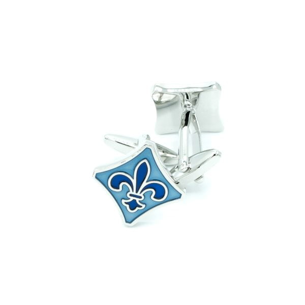 Fleur de Lis Cufflinks- Blue from Cable Car Clothiers.