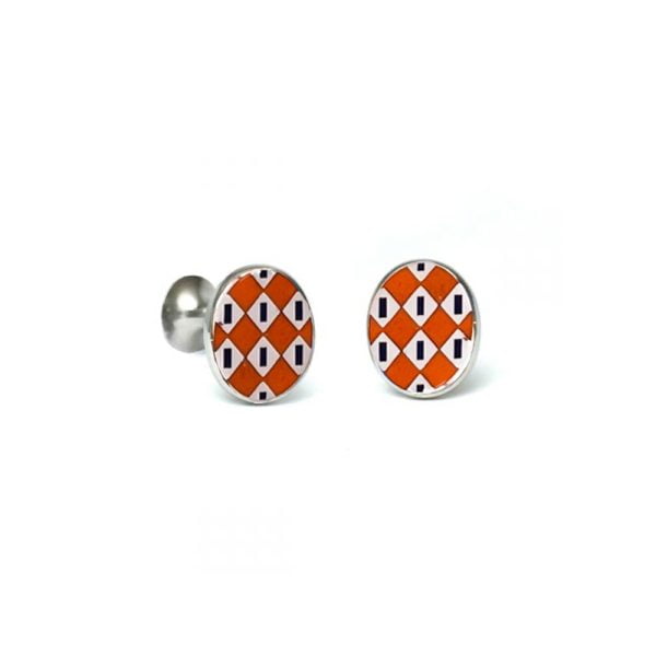 Diamond Dash Cufflinks – Orange by Codis Maya. Handcrafted for Cable Car Clothiers.