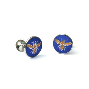 Round Wasp Cufflinks – Lapis by Codis Maya. Handcrafted for Cable Car Clothiers.