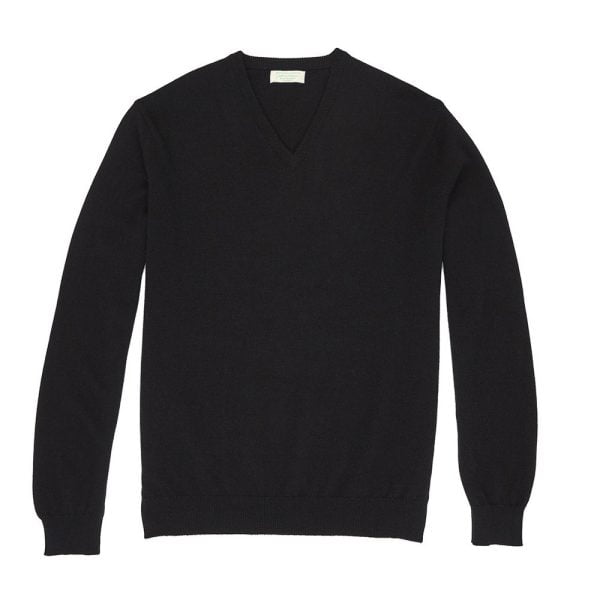 Scottish Cashmere Sweater – Black by Scott & Charters Cashmere for Cable Car Clothiers.