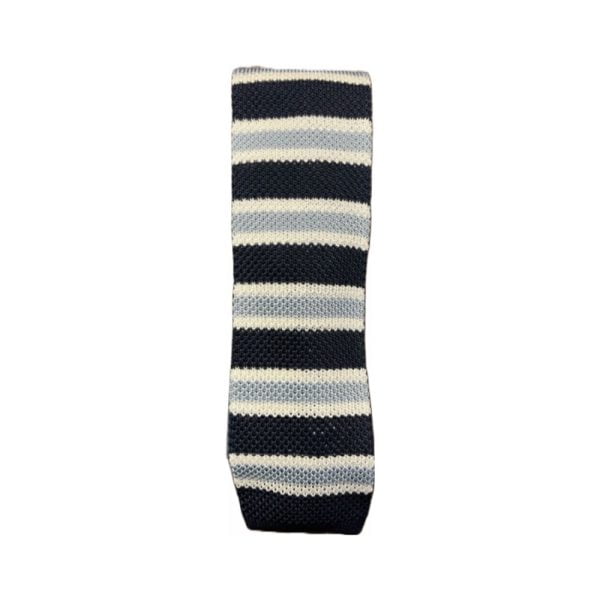 Silk Knit Necktie – Navy/White/Grey. Exclusively for Cable Car Clothiers.