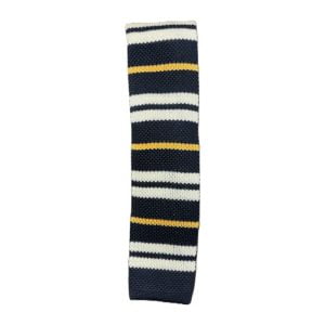 Silk Knit Necktie – Navy/White/Yellow. Exclusively for Cable Car Clothiers.