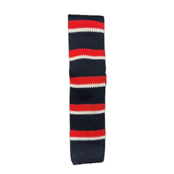 Silk Knit Necktie – Navy/Red/White. Exclusively for Cable Car Clothiers.