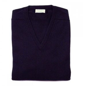 Scottish Lambswool Sweater – Black by Scott & Charters Cashmere for Cable Car Clothiers.