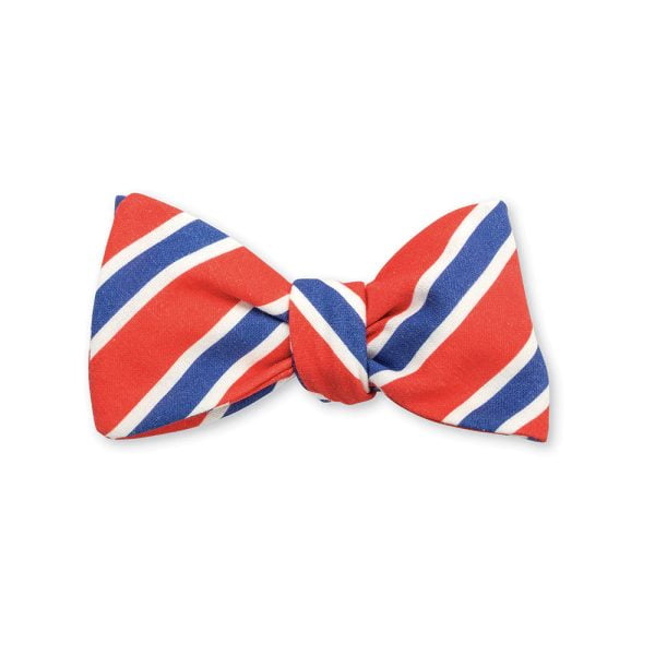 Clearwood Stripe Bow Tie – Coral/Blue