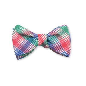 Brandywine Plaid Bow Tie – Coral/Green