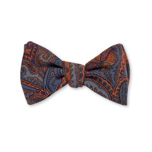 Reedy Paisley Bow Tie – Blue