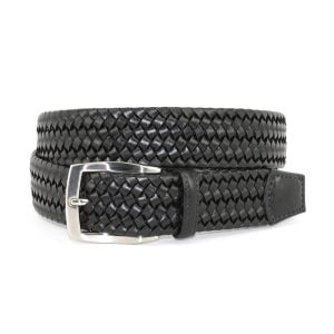 Woven Leather Stretch Belt – Black by Torino Leather.