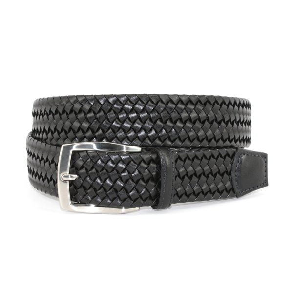 Woven Leather Stretch Belt – Black by Torino Leather.