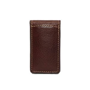 Tumbled Leather Magnetic Money Clip - Brown by Torino Leather.