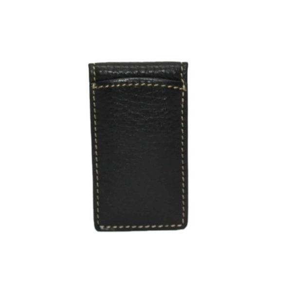 Tumbled Leather Magnetic Money Clip - Black by Torino Leather.