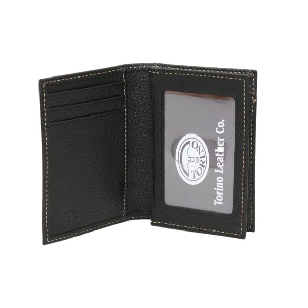 Tumbled Leather Gusset Card Case Interior – Black by Torino Leather.