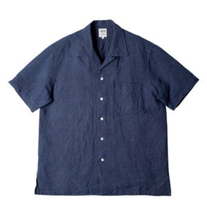 Shonan Open Collar Linen Shirt – Navy by Kamakura Shirts.