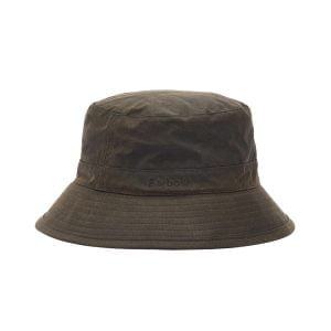 Waxed Bucket Hat - Olive by Barbour.