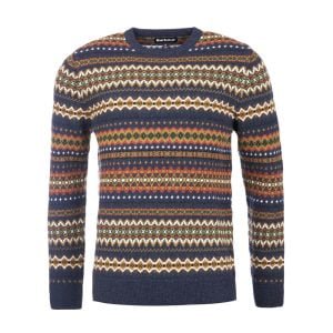 Lambswool Fair Isle Crewneck - Navy Marl by Barbour.