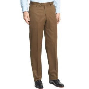 Super 100s Gabardine Trouser – Flat Front by Berle. (cognac)