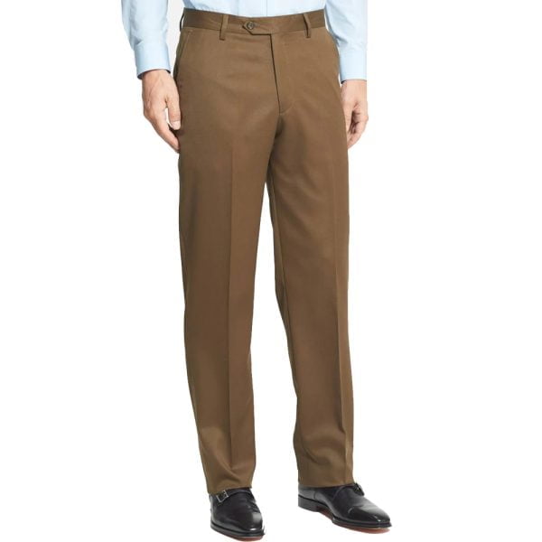 Super 100s Gabardine Trouser – Flat Front by Berle. (cognac)