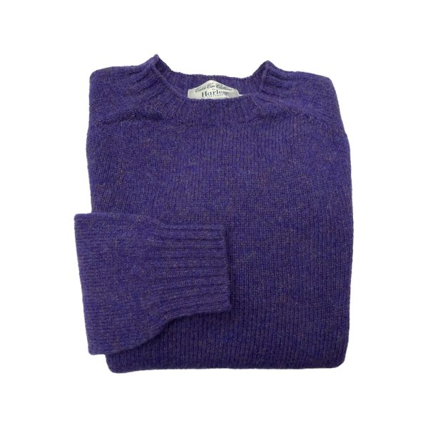 Shetland Crewneck Sweater – Royal Violet by Harley of Scotland.