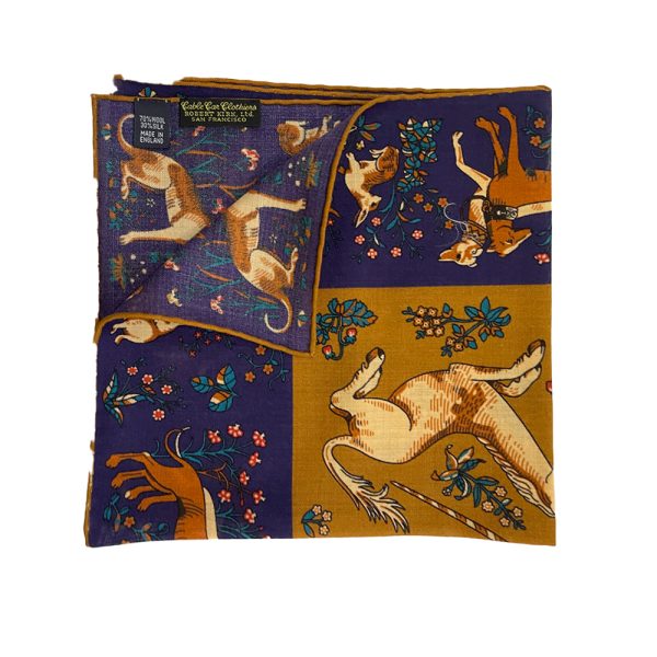 Wool/Silk Pocket Square - Antique Dogs by Cable Car Clothiers.