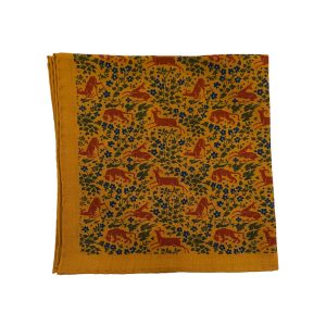 Wool/Silk Pocket Square - Amber Deers by Cable Car Clothiers.