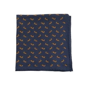 Wool/Silk Pocket Square - Teak Hares by Cable Car Clothiers.