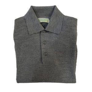 Scottish Merino Wool Polo Shirt - Grey by Scott & Charters for Cable Car Clothiers.