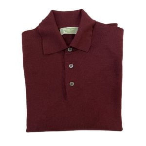 Scottish Merino Wool Polo Shirt - Claret by Scott & Charters for Cable Car Clothiers.