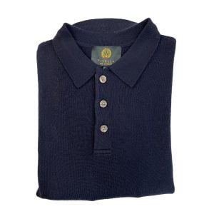 Merino Polo Sweater - Navy by Viyella.