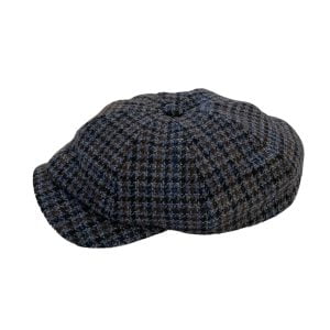 Classic Shetland Newsboy Cap – Blue Check by Wigens.