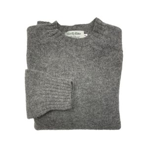 Shetland Crewneck Sweater – Medium Grey by Harley of Scotland.