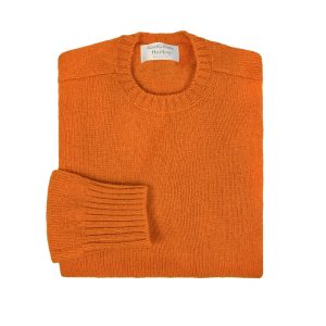 Shetland Crewneck Sweater – Autumn Leaf by Harley of Scotland.