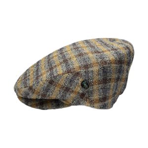 Linen/Cotton Ivy Cap – Brown Plaid by City Sport.