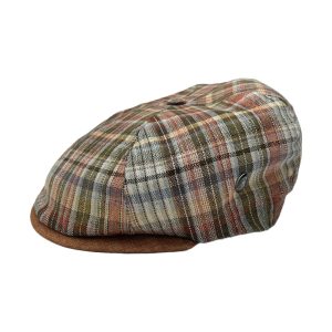 Silk 6-Panel Newsboy Cap – Olive Plaid by City Sport.