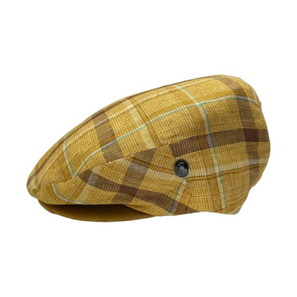 Linen/Silk Ivy Cap – Tan Plaid by City Sport