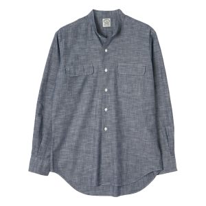 Vintage Ivy Band Collar - Dark Chambray by Kamakura Shirts.